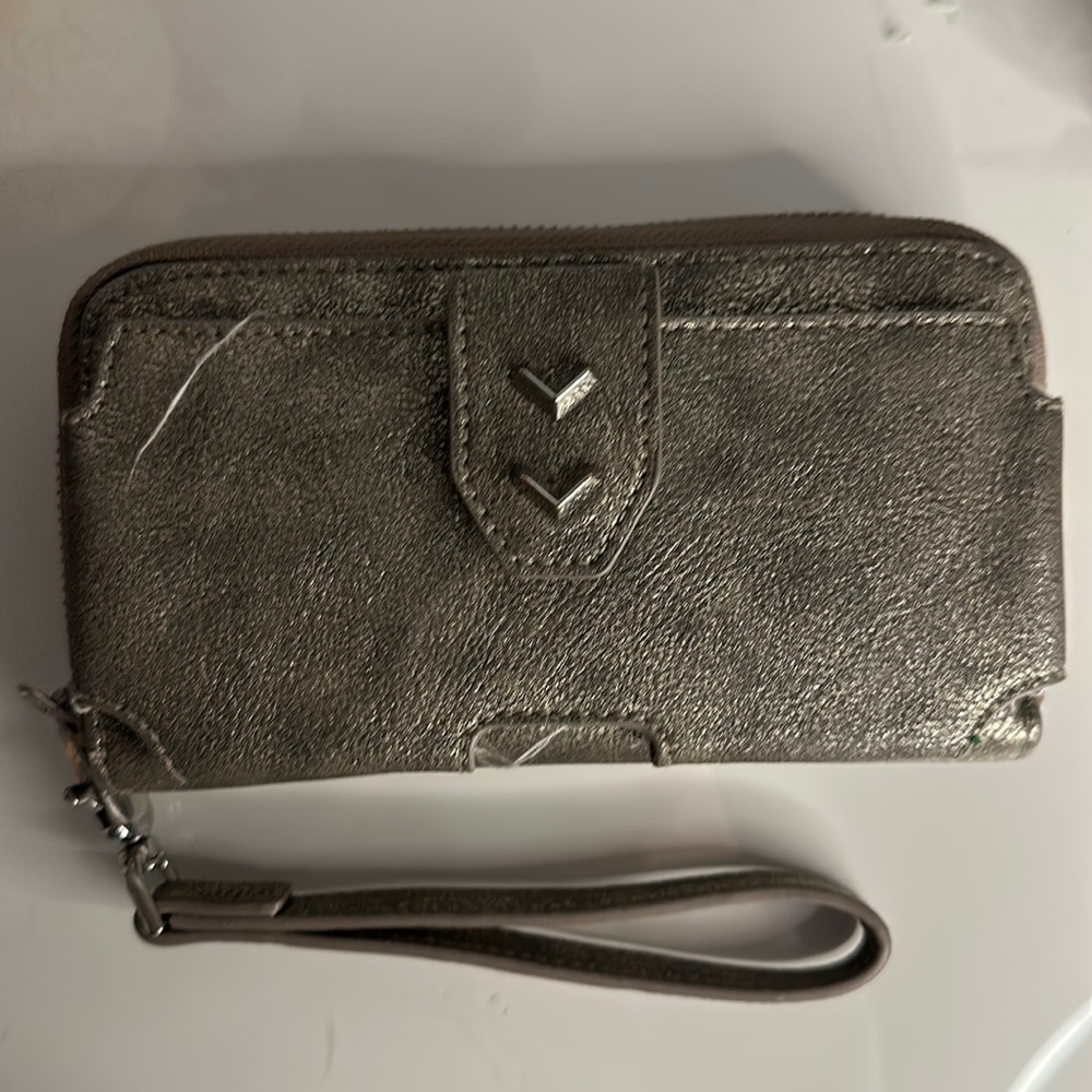 Grey Metallic Stella & Dot Wrist Wallet